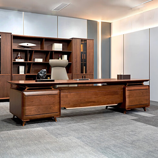 Hanjitangyu New Chinese style solid wood boss table office desk and chair combination simple president table high-end desk office furniture 3.2 meters boss table