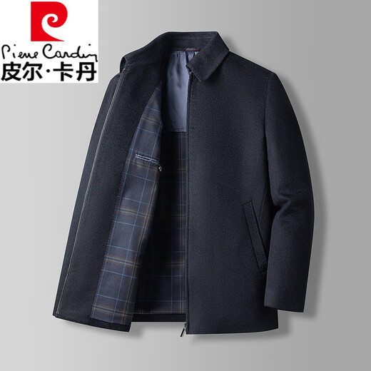 Pier Cardin cashmere wool jacket with autumn and winter short daddy's thin woolen jacket men's coat Black L 175/92A
