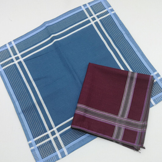 Duoyin men's cotton handkerchief old-fashioned cotton soft sweat-absorbent towel thin handkerchief plaid old man random color (3 pieces) [30*30 size]
