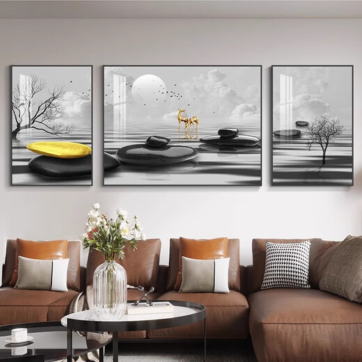 Shilai Run Living Room Dekoration Malerei Sofa Hintergrund Wand Landschaft Hängende Malerei moderne atmosphärische Triple Wandbild JD13568 Links und links und rechts 60*80 Mitte 110*80