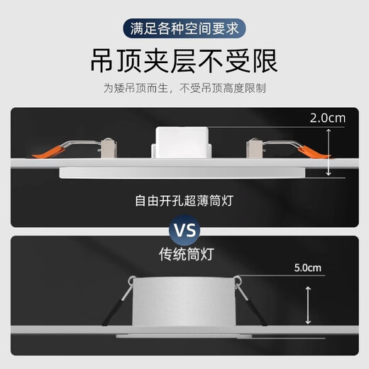 Fanyao ultra-thin high-power commercial LED downlight embedded free opening household grille living room hole light 15W-white light-Y