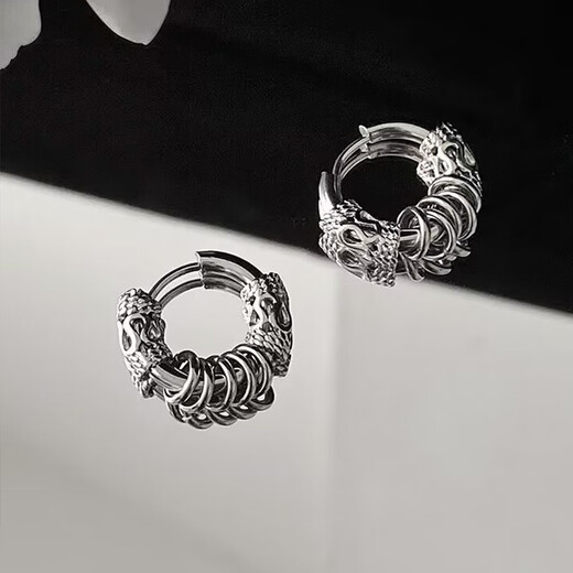 BJYL titanium steel hollow earrings men's single trendy earrings for boys cyberpunk high-end ear jewelry niche unique single