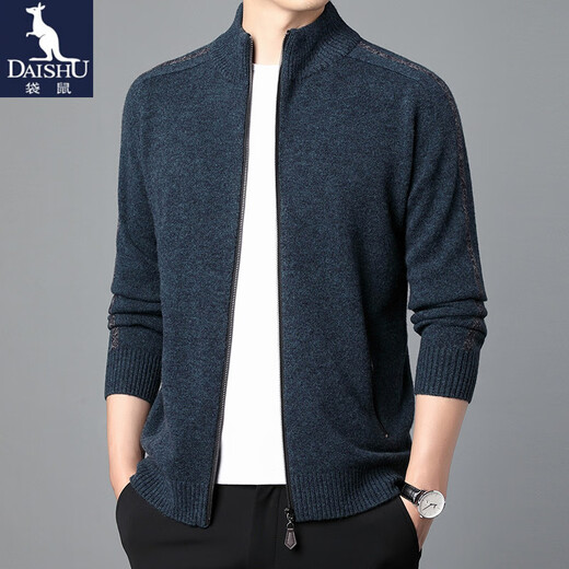 Kangaroo Herren 100% Cardigan Herren Reißverschluss Cardigan lässig warm warm warm warm Herren Pure Woll Stand Collar Strickpullover Jacke Yelan 165/M Vorschlag 120jin [Jin gleich 0,5 kg] oder weniger