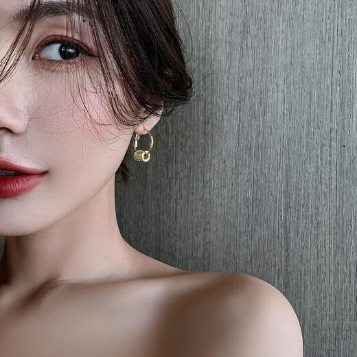DL 1998 Fat Donglai same style 18k gold small waist earrings outlet counter K gold fashion light luxury earrings temperament ear gold silver needle