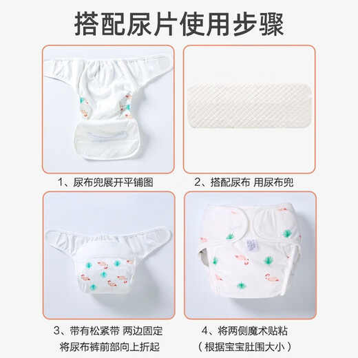 Mianzhirun Baby Diaper Pocket Washable Newborn Diaper Pants Pure Cotton Breathable Anti-side Leakage Diaper Pants Integrated Urinary Ring Diaper Pocket S Size 2 Pack (1-5kg)
