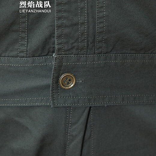 烈焰战队工作服套装 男士夏季长袖薄款可拆短袖军绿工装 纯棉劳保服电焊服 军绿色829款套装（长袖不可拆卸) 175(建议130155斤)