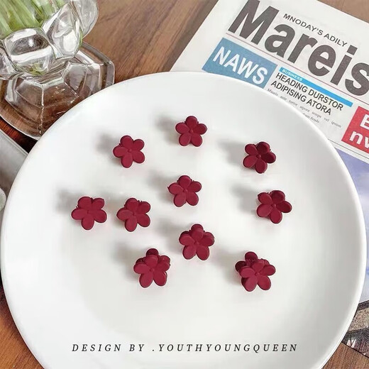 Princess Xiang Mini Clip Headdress Side Hairpin Princess Hair Side Clip Small Clip with Bangs Shredded Black Hairpin Frosted Clip Black and Red Mixed Pack 2O Pack