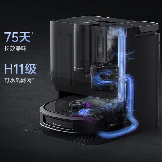 Minea Feging Roboter Feger und wischendes integrierte spirituelle Augen W20 Bodenwaschen Roboter Holzkohlegrau Crawler-Bodenboden Waschanwäsche Automatische Staubsammlung Haustier Haar Nemesis W20 Pro
