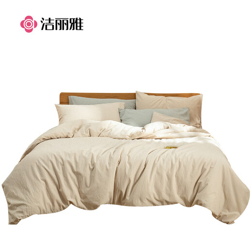 Grace simple cotton yarn-dyed washed cotton four-piece bed sheet set Gray dense strip 1.8m bed sheet set four-piece set Grace simple cotton yarn-dyed washed cotton four-piece bed sheet set Gray dense strip 1.8m bed sheet set four-piece set