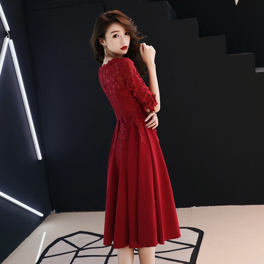 Seidler Toasting Suit Bride 2025 NOUVEAU STYLE MENNATION ANNUELLE SIGNIFICATION SLIM et élégante robe de soirée pour les femmes Robe de retour de fiançailles Bourgogne xxl