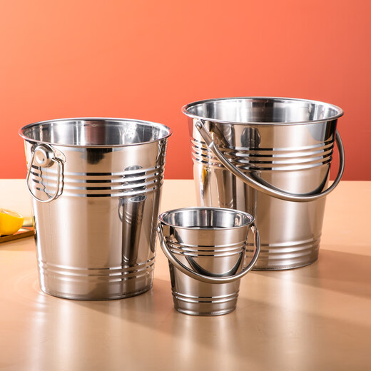 Hongfu stainless steel ice bucket ice grain ice cube bucket barbecue fortune bucket commercial catering beer red wine bucket snack bucket silver 304 stainless steel double-layer ice bucket 2L clip