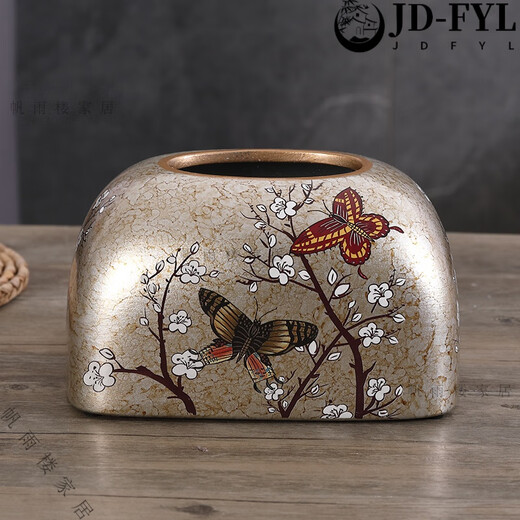 
Shantoulin Village Sense Ceramic Paper Towel Box Living Room Light Luxury Card Box Household European Ornaments Napkin American Creative 1047 Blue Warbler Blossoms