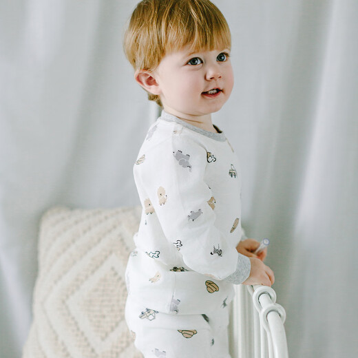 
nest designs children's pure cotton home clothing set long sleeves long pants pajamas baby men and women autumn and winter new products universal for all seasons Grassland Explorer 90 (suggested height 80-92cm)
