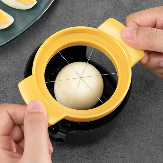 Wilkie egg cutting artifact egg cutter cut egg preserved egg cutting divider stainless steel preserved egg fancy multi-functional slice three-in-one egg cutter black