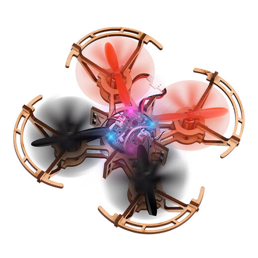 Wooden assembled DIY quadcopter school science and education small production remote control flying drone model training circuit board + remote control board