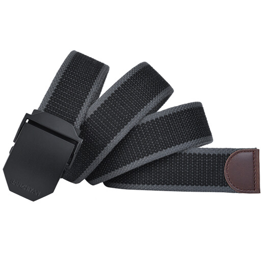 Half cigarette belt men's canvas smooth buckle belt men's automatic buckle casual trendy young students lengthened outdoor trouser belt for gift