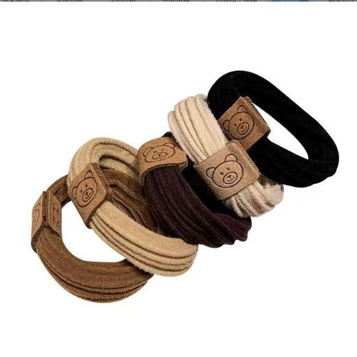 Jieweiyi seamless bear headband rubber band women's high elastic hair tie simple and durable high ponytail headwear BH-FQ106 black 3 pieces