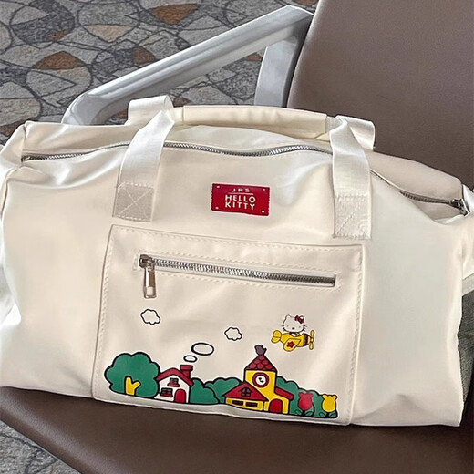 韫舜可爱卡通Kitty女包大包单肩蝴蝶结手提便携旅行包 Kitty卡通旅行包【白色】 30L宽40*高28*厚15cm