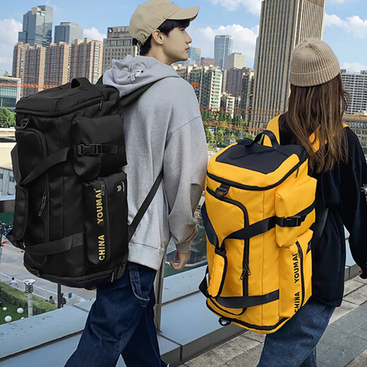 Weinarden travel bag men's large-capacity fitness bag women's short-distance business trip backpack backpack dry and wet separation portable luggage bag black