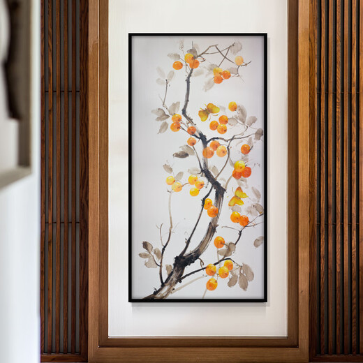Grüne und schöne neue chinesische Eingangshalle Persimmons Alles ist gut für Dekoration Wohnzimmer Wandmalerei Korridor Hängende Malerei vertikale Version W687 50*100 cm Einzelrahmenpreis
