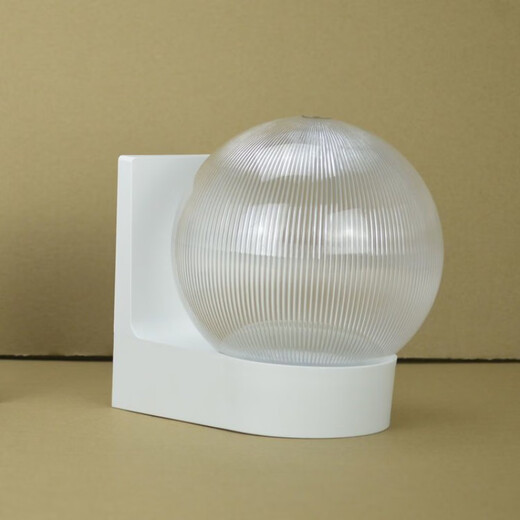 Yaotian Outdoor Waterproof and Sunproof LED Ball Wall Lamp Simple Modern Balcony Aisle Staircase Exterior Wall Creative Ball Wall Lamp White Base Transparent Striped Ball +15W LED Bulb Warm Light