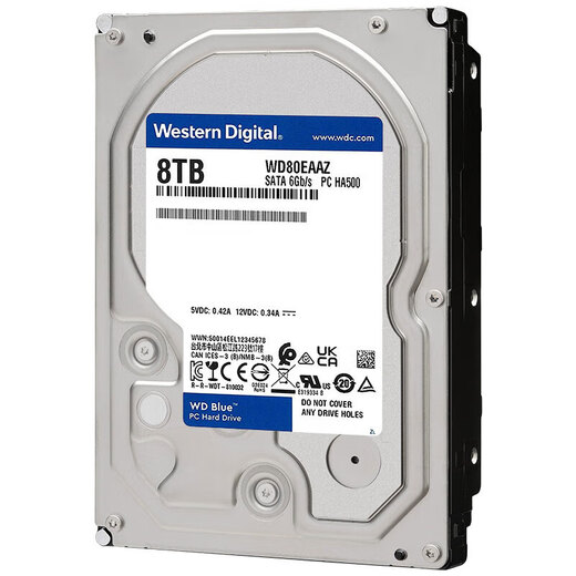 Western Digital (WD) desktop hard drive WD Blue 8TB 5640 rpm 256MB SATA 3.5-inch large-capacity CMR vertical technology DIY computer mechanical hard drive