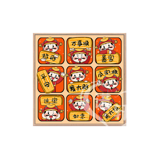 卡通财神手工数字油画diy填色涂色丙烯油彩画2024新款发财装饰画 nx12109财神四宫格 80*80cm绷好实木内框+外框默认