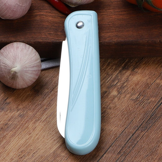 Jiang Xiaopin folding fruit knife for cutting melons and fruits, kitchen household stainless steel peeling knife, student portable fruit and vegetable cutting knife, blue folding fruit knife-1 piece