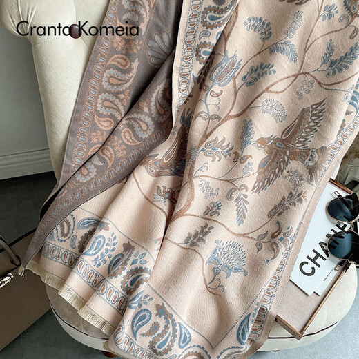 CRANTA KOMEIA official website scarf women long shawl 2025 new scarf women air conditioner warm and thick Korean version birthday gift for girlfriend blue bird blue high-end feeling ck style to send girlfriend wife practical high-end