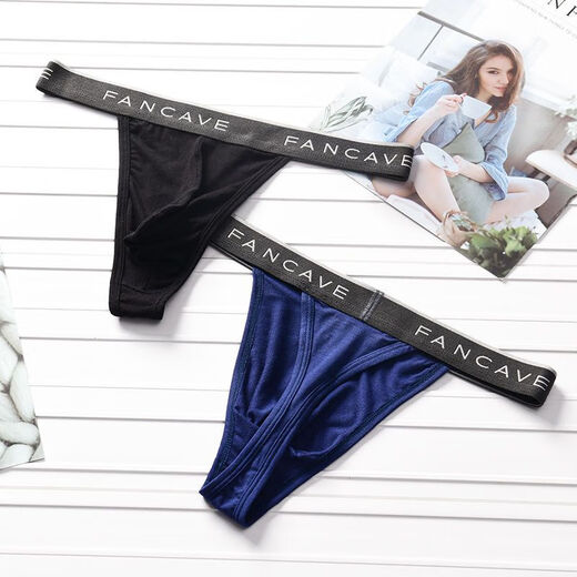 Sexy underwear temptation cocoa lickable sexy underwear men's low-waist butt-lifting thong one-thread youth personality gay white + royal blue + hemp gray M100-120Jin Jin equals 0.5 kg