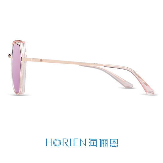 海俪恩 偏光太阳镜女新品墨镜大脸显瘦防紫外线网红司机开车专用驾驶镜多边形镂空可配近视镜N6621 【粉框+玫瑰粉膜】N6621-N17