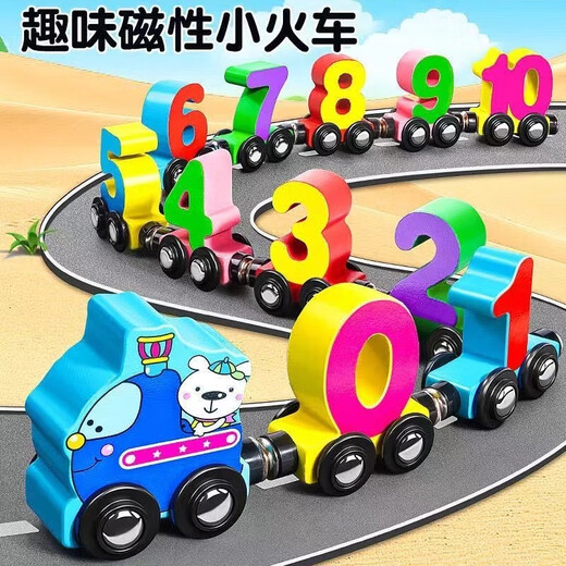 Coolfei para niños Magnético Train Magnético Asamblea Magnética Bebé 1-6 años Educación temprana Juguetes de trenes de iluminación 12 Números magnéticos de madera 0-10