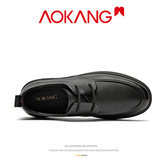 Aokang men's leather shoes 2025 new winter casual business formal wear high-end shoes men's soft sole comfortable British shoes black 41