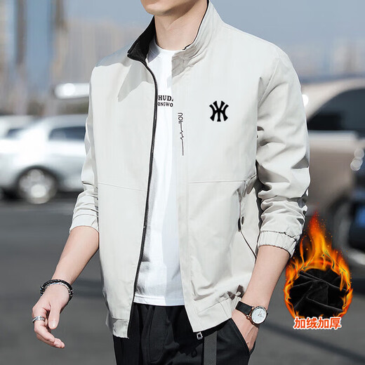 BMXP light luxury high-end brand jacket men's autumn and winter casual trendy fashion stand-up collar handsome versatile top Y Zhong JK-black plus velvet XL 125-140Jin Jin equals 0.5 kg