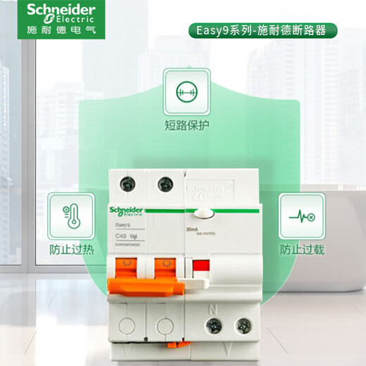 Schneider Schneider air switch circuit breaker E9 household air switch 1P16A~63A 1P+N 2P 3P 4P circuit breaker 1P+N leakage protector 20A
