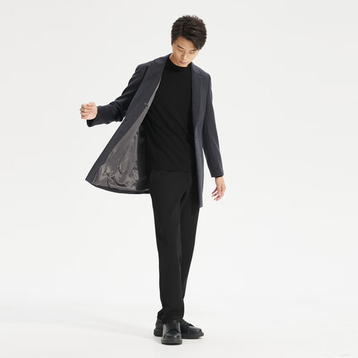 Vêtements pour hommes de Lilang Light Fashion [même style dans le centre commercial] Cabiller en laine pour hommes longs en cachemire mélangé veste en laine chaude bleu gris xl (175)
