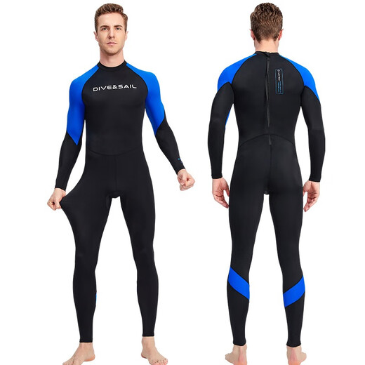 Youbei men's swimsuit wetsuit one-piece long-sleeved trousers large size sun protection quick-drying diving snorkeling surfing jellyfish suit swimsuit black floral sleeves + swimming cap + swimming goggles + handbag M Recommended weight 120-140