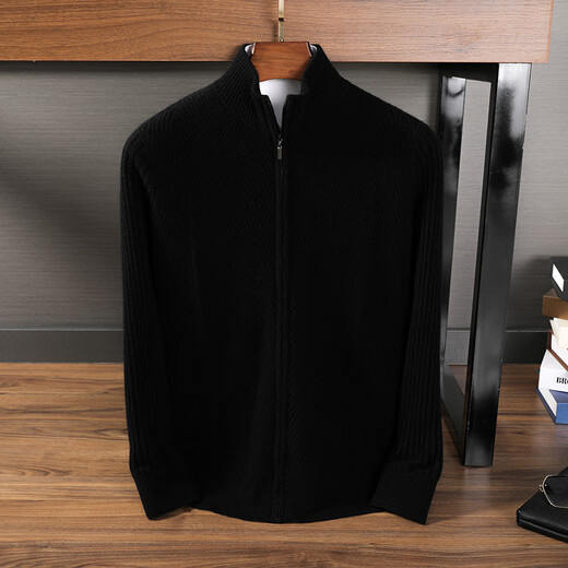 withMNW trendy men's high-end half-high neck cardigan zipper cardigan autumn and winter business casual wool knitted sweater jacket men medium gray XL (150-170Jin [Jin equals 0.5 kg])