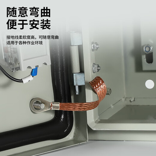 惠利得接地线软铜线铜编织带配电箱电柜过门铜扁线跨接线地线连接线 2.5平方 长250mm 100根/包【3271
