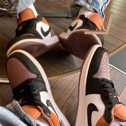耐克（NIKE）Air Jordan1 aj1 LOW GS 女鞋 黑绿脚趾复古潮流时尚运动鞋板鞋 FB9908-102 白褐紫#不可水洗 38.5