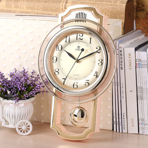 Power Power Creative Mur Corloge moderne et simple décorative Horloge européenne Mur Home Home atmosphérique Quartz Clock 16 pouces Golden Flat Swing 6173