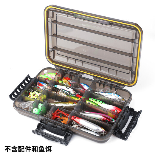 Hookfeng Lure Bait Box Box Portable Fishing Accessories Box Storage Box Multi-Functional Bait Box Iron Plate Sequins Mino Waterproof Hard Bait and Soft Bait Storage Lure Accessories Box [26*16.5*4.5cm] Brown