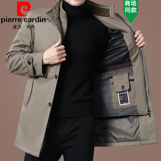 Pierre Cardin Fashion Winter Windbreaker Jacket Men's Medium Long Velvet Thickened Removable Wool Liner Middle-aged and Elderly Coat Black 1956 Long 2XL 185160-175Jin Jin is equal to 0.5kg Wear