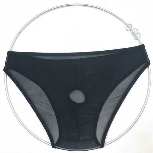 Informes privados, hombres, grandes agujeros elásticos, ropa interior transparente sexy y seductora, transpirables y cómodos tantos de estilo de apertura, tamaño promedio de 170Jin [Jin equivale a 0.5 kg], negro