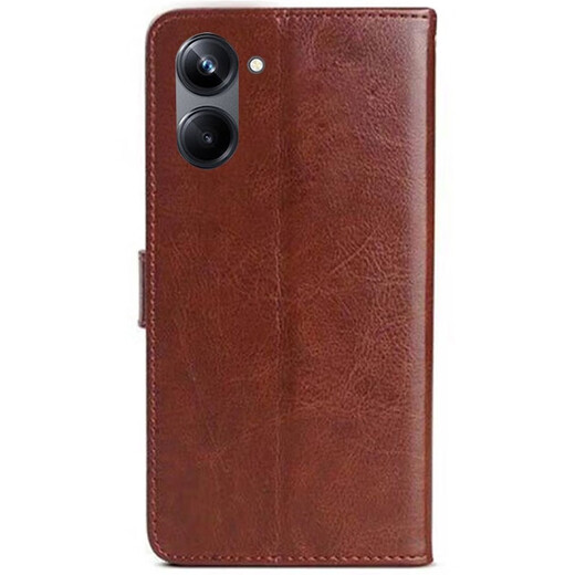 居小智适用真我realme10pro手机壳翻盖皮套RMX3663钱包插卡外壳全包防摔软内壳磁扣保护套 realme10pro 【黑色】