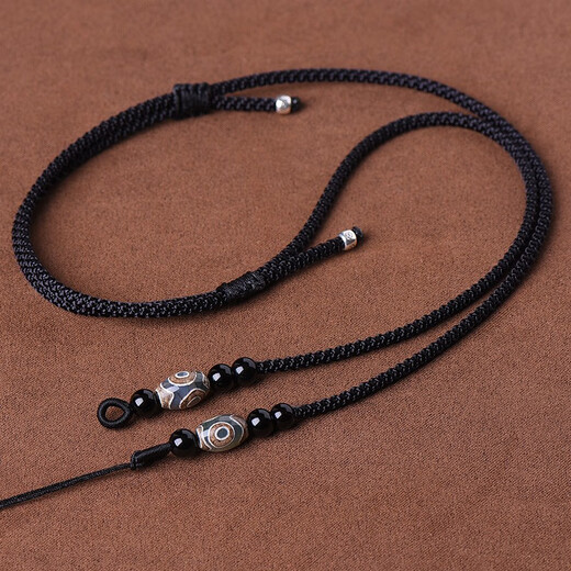Tannhäuser Dzi bead lanyard cross accessory clavicle chain rope semi-finished braided rope high-end necklace rope special clavicle rope for men three-eyed Dzi beads rice beads (pendant cross)