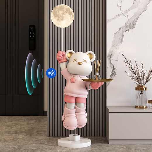 Chenyu Light Luxury Violent Bear Living Room Large Floor-standing Decoration TV Cabinet Next to Sofa Home Decorations Move-in New Home Gift Height 133cm Violent Bear Pink
