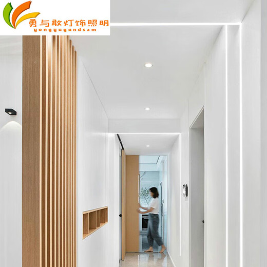 XMSJ线型灯嵌入式线条灯无主灯卧室客厅天花双眼皮吊顶线性灯槽黑色钛 压板12131米价含光源
