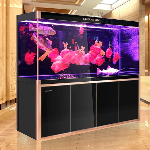 闽江（minjiang）大型鱼缸客厅家用落地底过滤水族箱生态免换水办公室风水龙鱼缸 白色 150长50宽155高【窄边款】+688过滤套餐