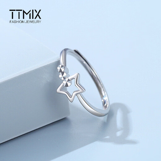 TTMIX women's living platinum ring pt950 simple star platinum ring adjustable gift for girlfriend 2.3-2.5g